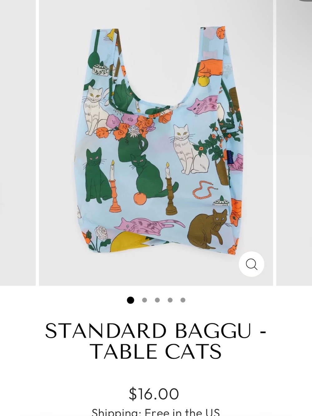 BAGGU Standard Tote - Light Blue with Multicolor Cats
